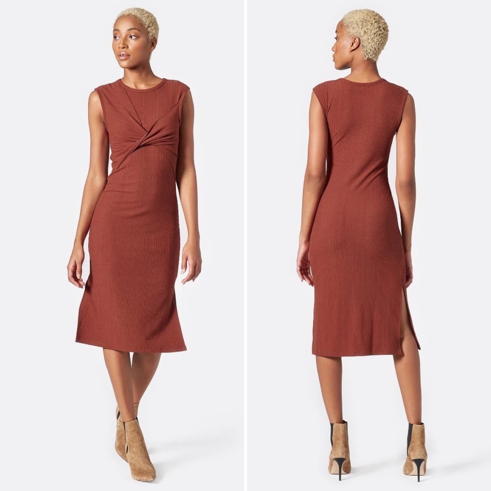 ✨NWT✨ JOIE Eos Ruched Front Midi Dress in Sepia Brown Red Sz XS